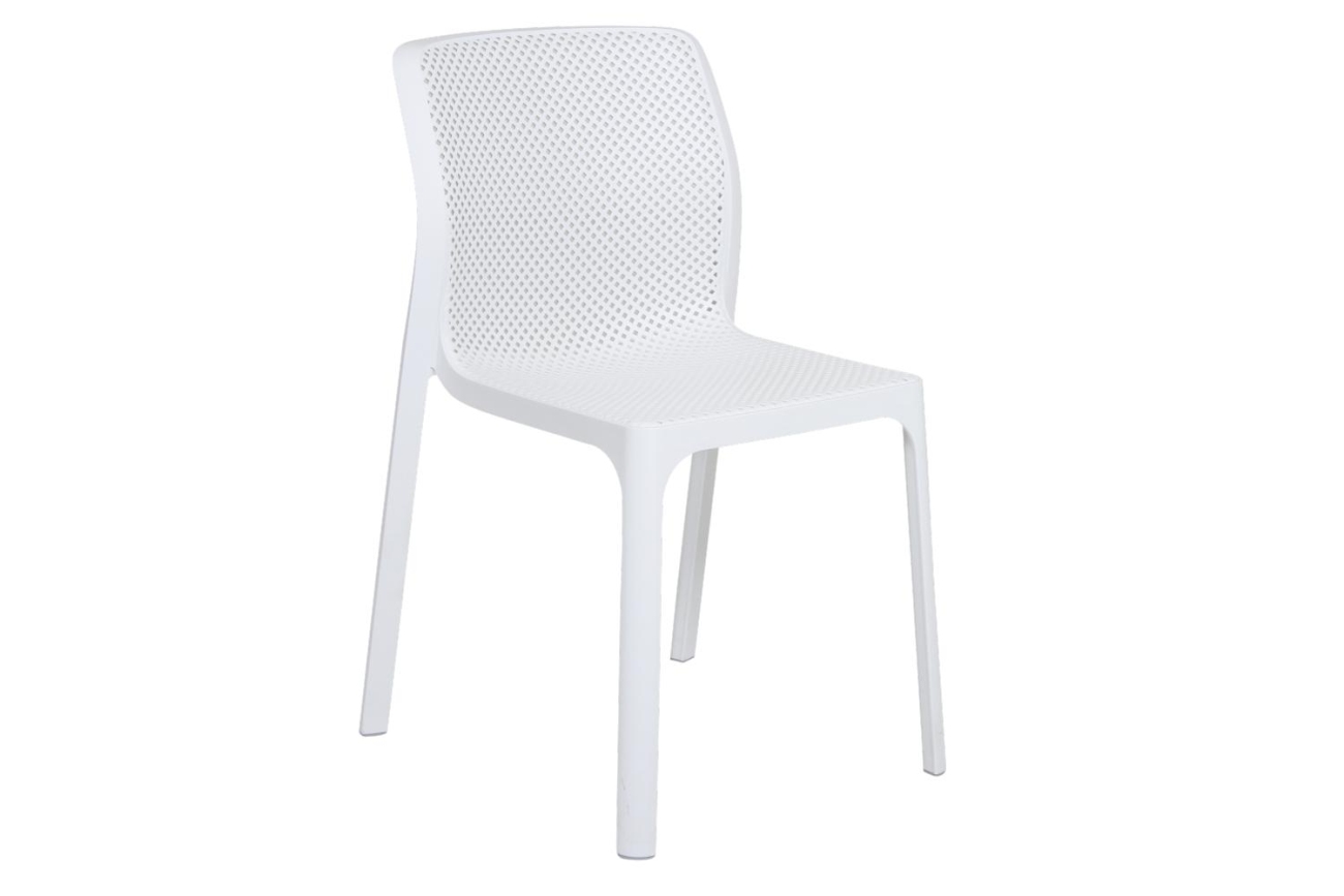 Der Gartenstuhl Net überzeugt mit seinem modernen Design. Gefertigt wurde er aus Kunststoff, welcher einen weißen Farbton besitzt. Das Gestell ist auch aus Kunststoff und hat eine weiße Farbe. Die Sitzhöhe des Stuhls beträgt 47 cm.