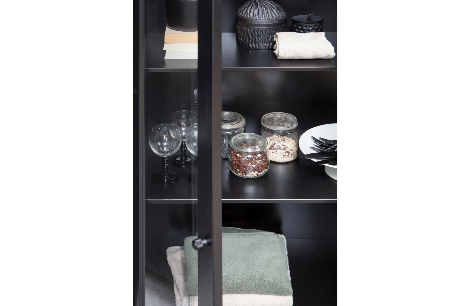 Vitrine Xam aus Kiefernholz, Schwarz