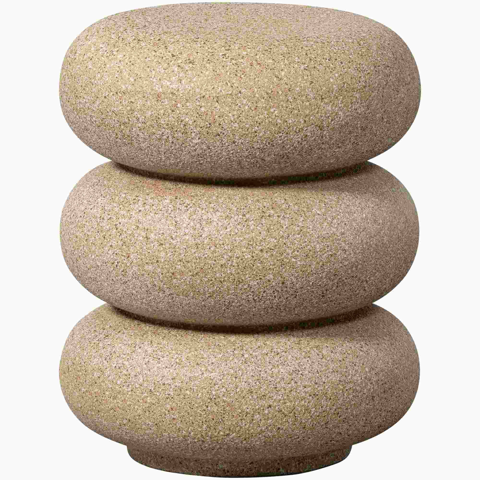 Beistelltisch Laurel mit Tupfen in Beige - organisch geformter Tisch aus Magnesiumoxid