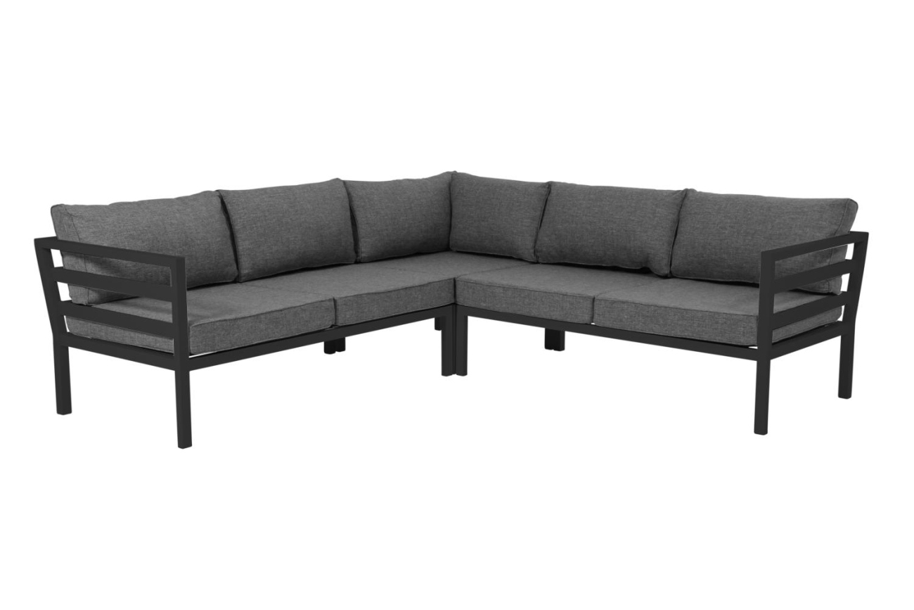 Gartenecksofa Weldon mit Kissen, Schwarz Gartenecksofa Weldon mit Kissen, Schwarz