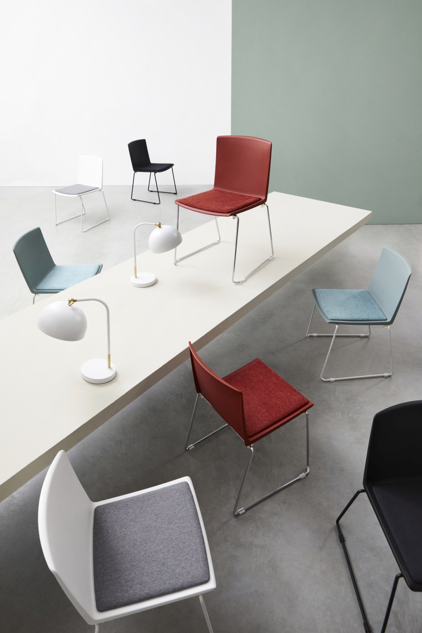 Esszimmerstuhl Giulia 4er-Set aus Metall, Silber/Rot