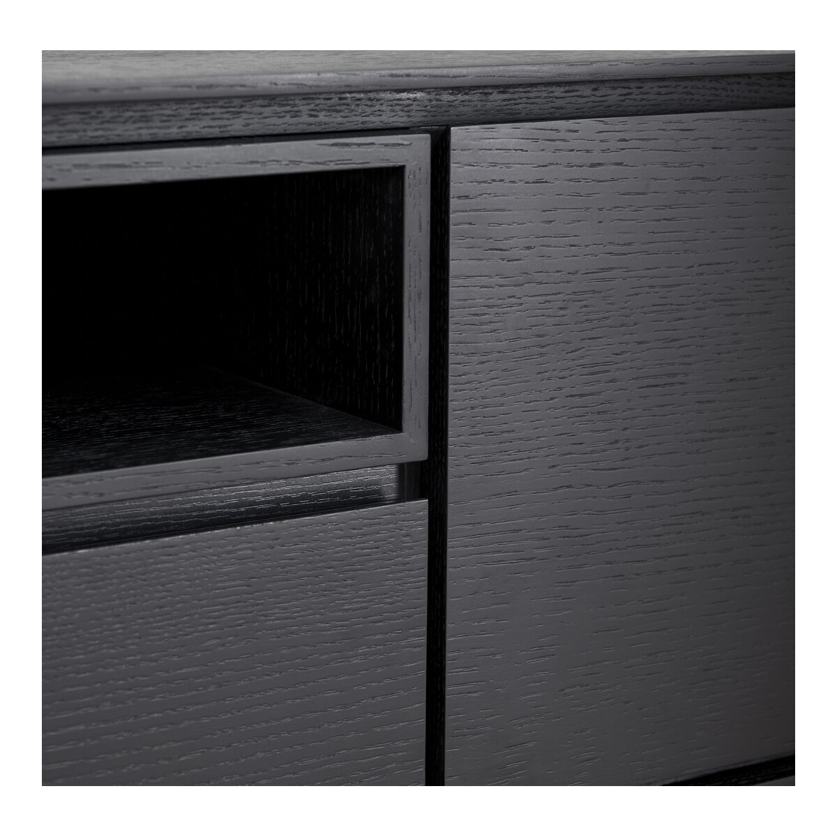 TV-Board Otoya Schwarz - 160 cm mit Soft-Close, offenem Fach & Stauraum