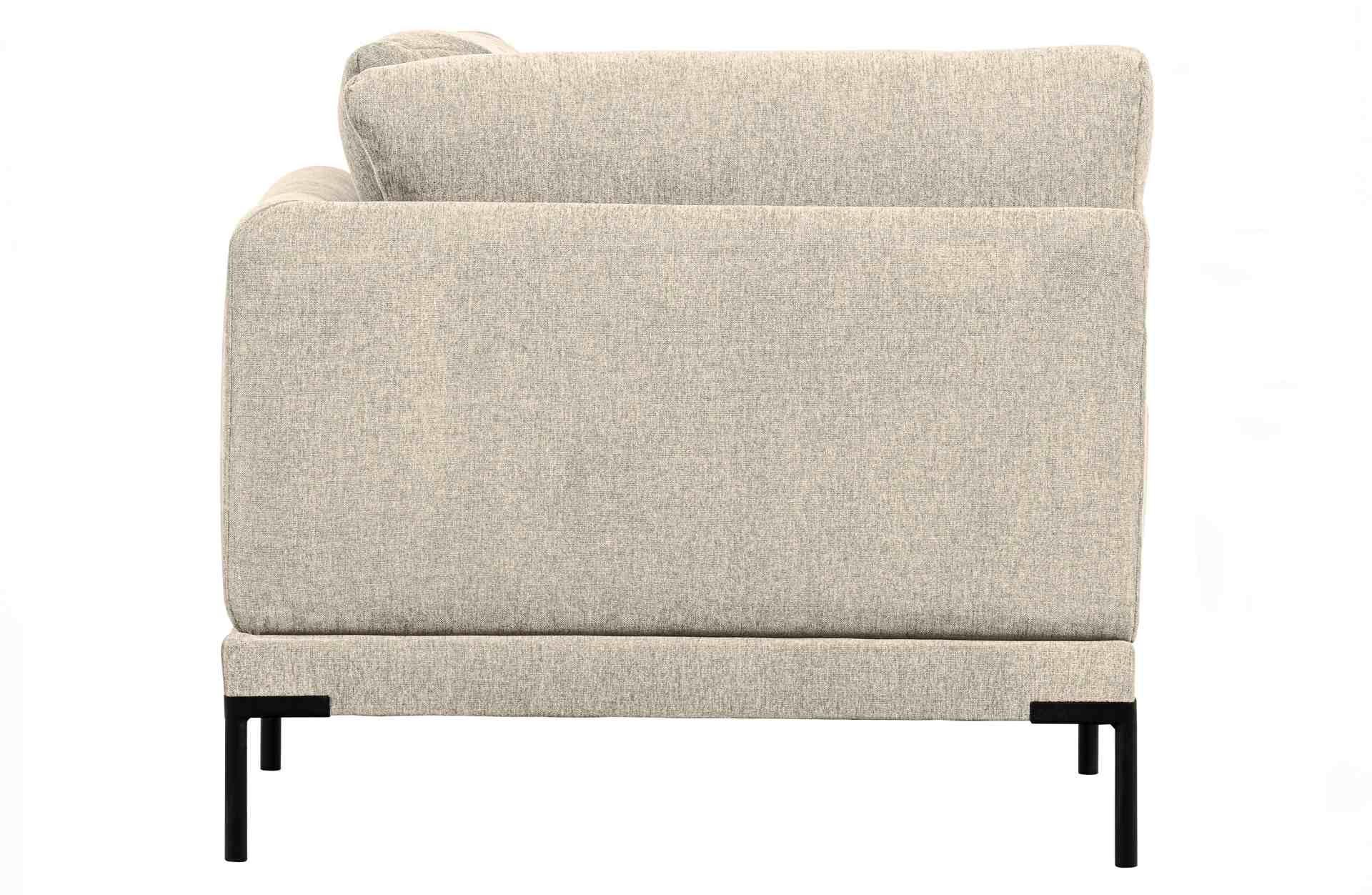 Das Modulsofa Couple Lounge überzeugt mit seinem modernen Design. Das Eck-Element wurde aus Melange Stoff gefertigt, welcher einen einen Sand Farbton besitzen. Das Gestell ist aus Metall und hat eine schwarze Farbe. Das Element hat eine Länge von 100 cm u