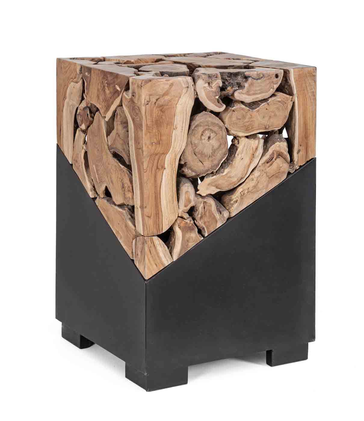 Beistelltisch Grenada Teakholz und Stahl, 40 cm Beistelltisch Grenada Teakholz und Stahl, 40 cm