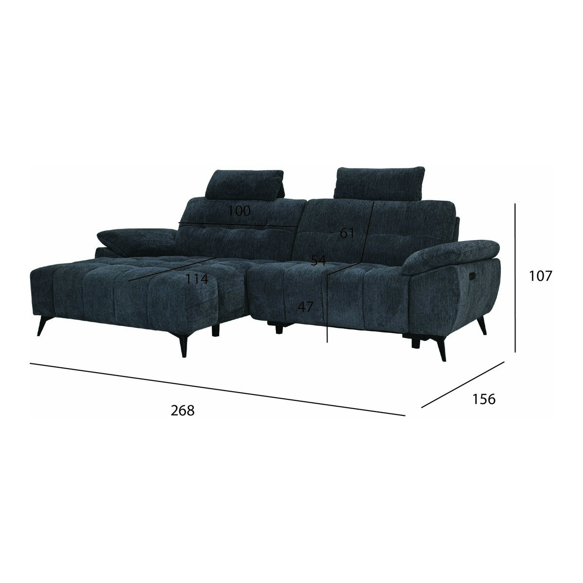 Ecksofa Odaloc Links Stoff Dunkelgrau - elektrische Fußstütze & USB-Port
