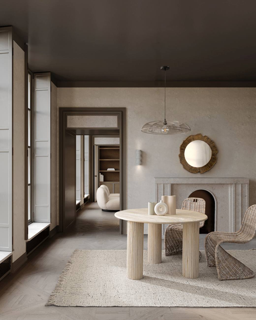 Esstisch Dacca aus Mangoholz Ø 120 cm, Creme