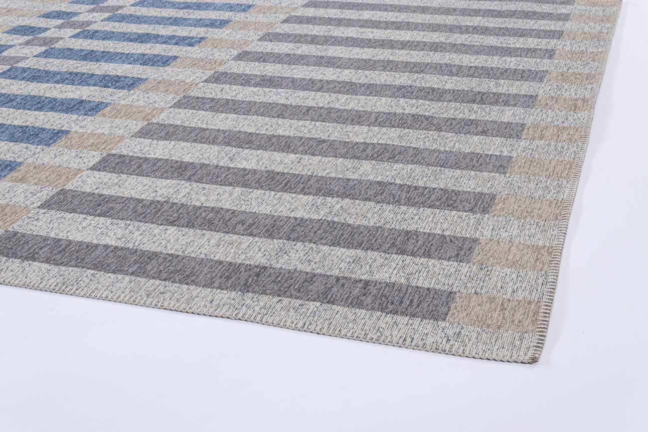Outdoor Teppich Hada 200x290 cm, Grau / Blau / Beige