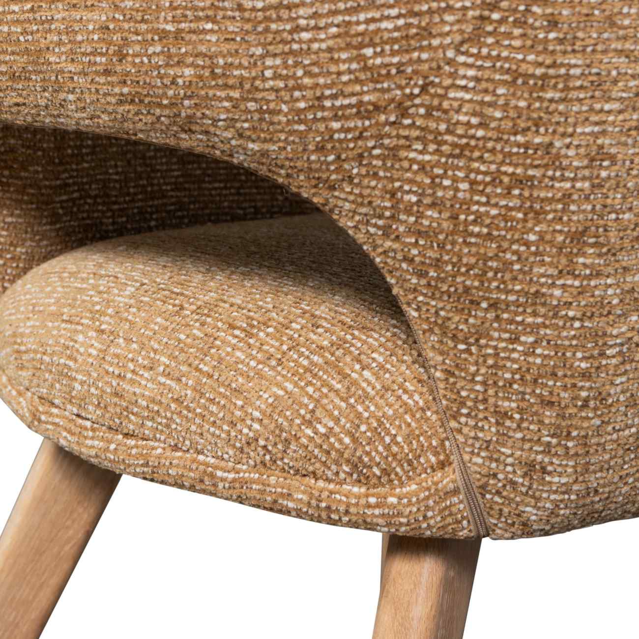 Esszimmerstuhl Murat aus Chenille-Stoff, Gelb / Natur