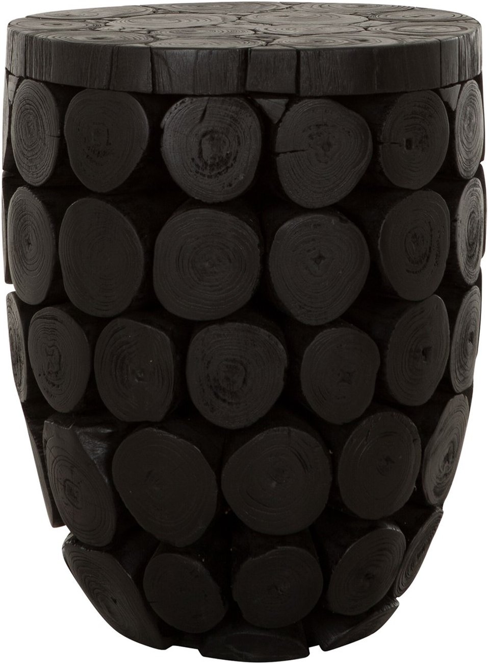 Der Couchtisch Cone überzeugt mit seinem modernen Design. Gefertigt wurde es aus recyceltem Teakholz, welches einen schwarzen Farbton besitzt. Der Couchtisch besitzt einen Durchmesser von 36 cm.