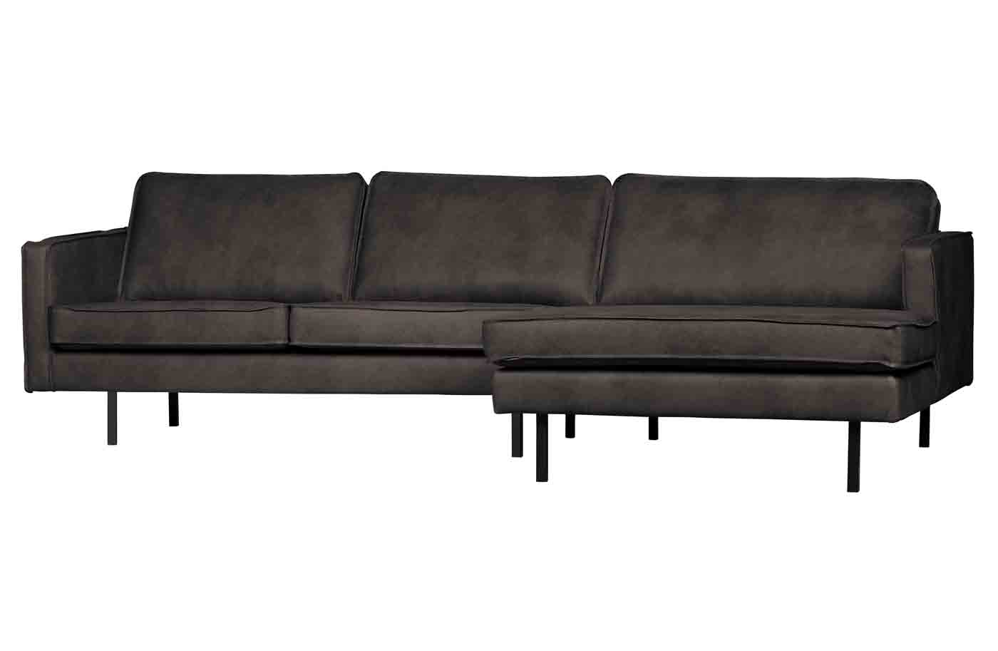 Ecksofa Rodeo Chaiselongue Eco Leder, rechts Schwarz