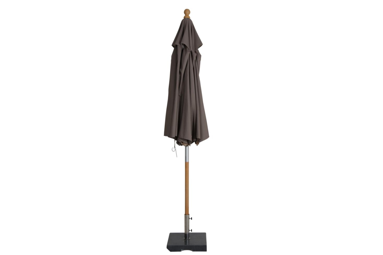 Sonnenschirm Reggio aus Buchenholz und Polyester, modern skandinavisch, Taupe, Ø 300 cm