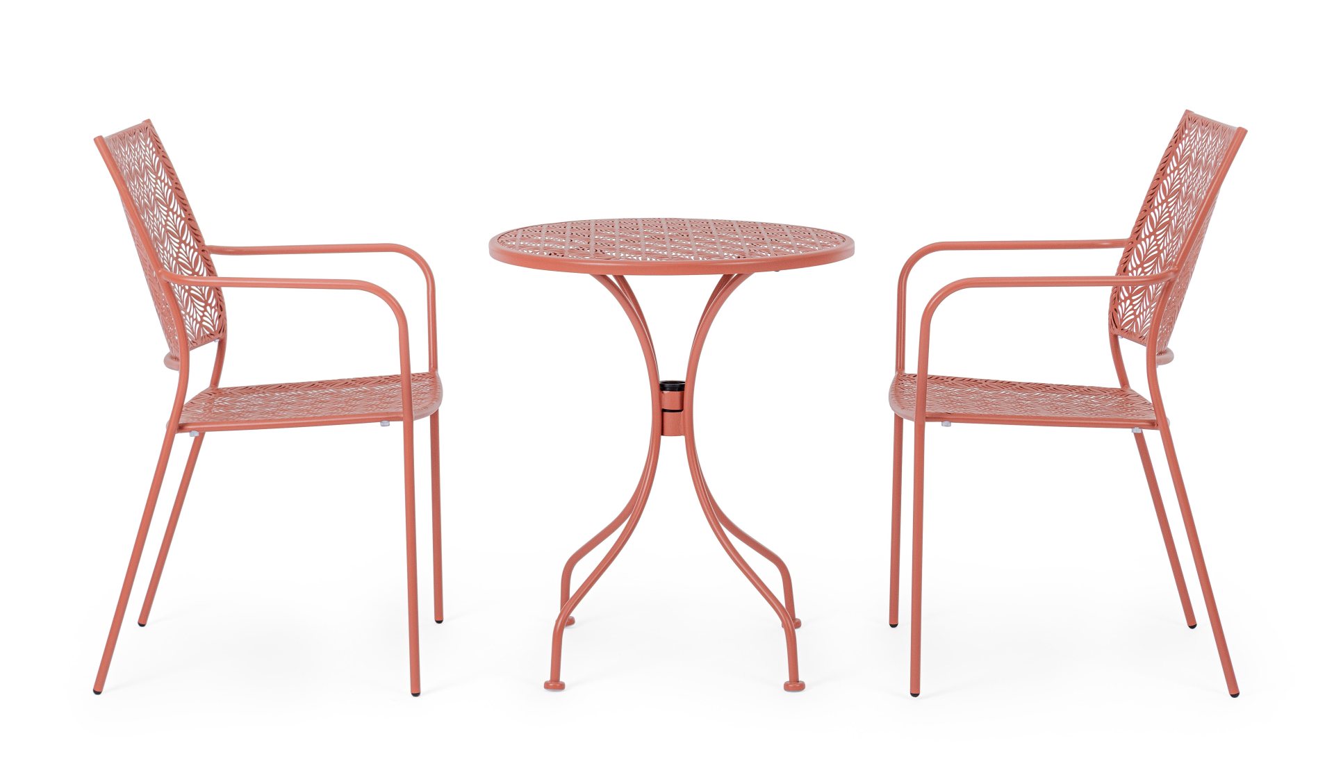 Der Gartentisch Lizette überzeugt mit seinem klassischen Design. Gefertigt wurde er aus Aluminium, welches einen roten Farbton besitzt. Das Gestell ist aus auch Aluminium und hat eine rote Farbe. Der Tisch verfügt über einen Durchmesser von 60 cm und ist 