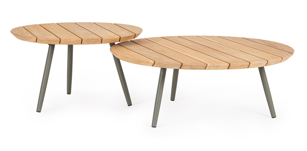 Gartencouchtisch-Set Ivissa aus Teakholz, Grün