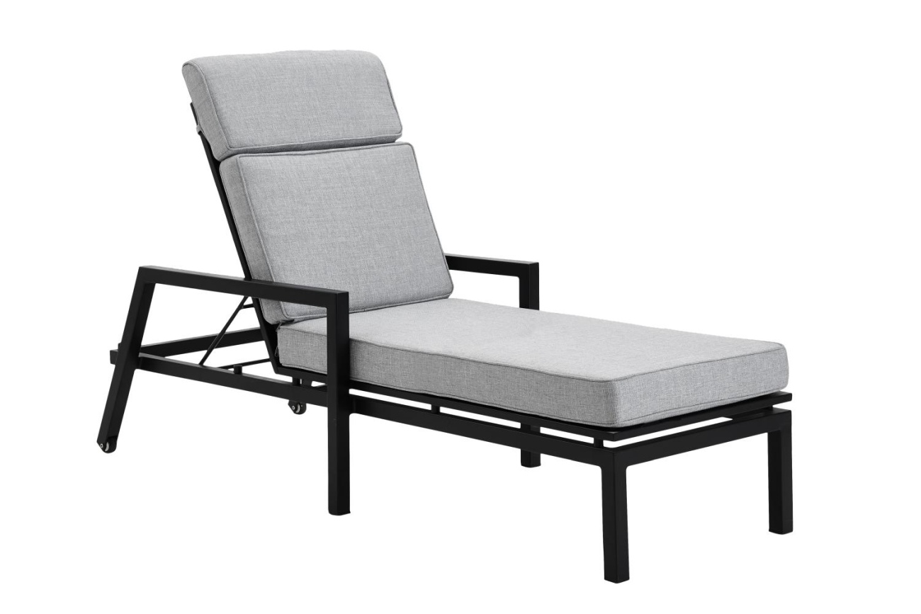 Gartenliege Belfort mit Kissen, Schwarz Gartenliege Belfort mit Kissen, Schwarz