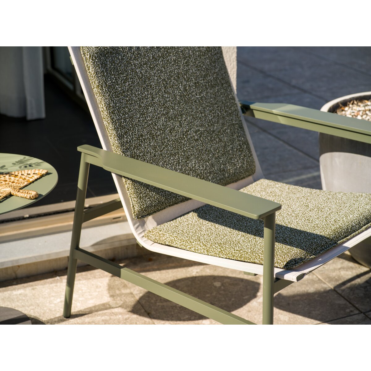 Gartensessel Soro 2er-Set Nordic Green/Teddy Verde - Aluminium, mit breiter Armlehne
