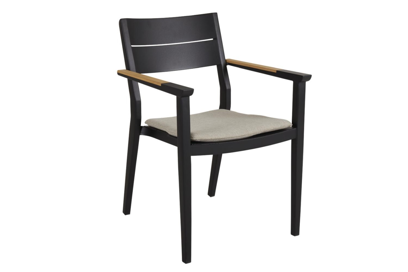 Gartenstuhl Chios mit Kissen, Schwarz Gartenstuhl Chios mit Kissen, Schwarz