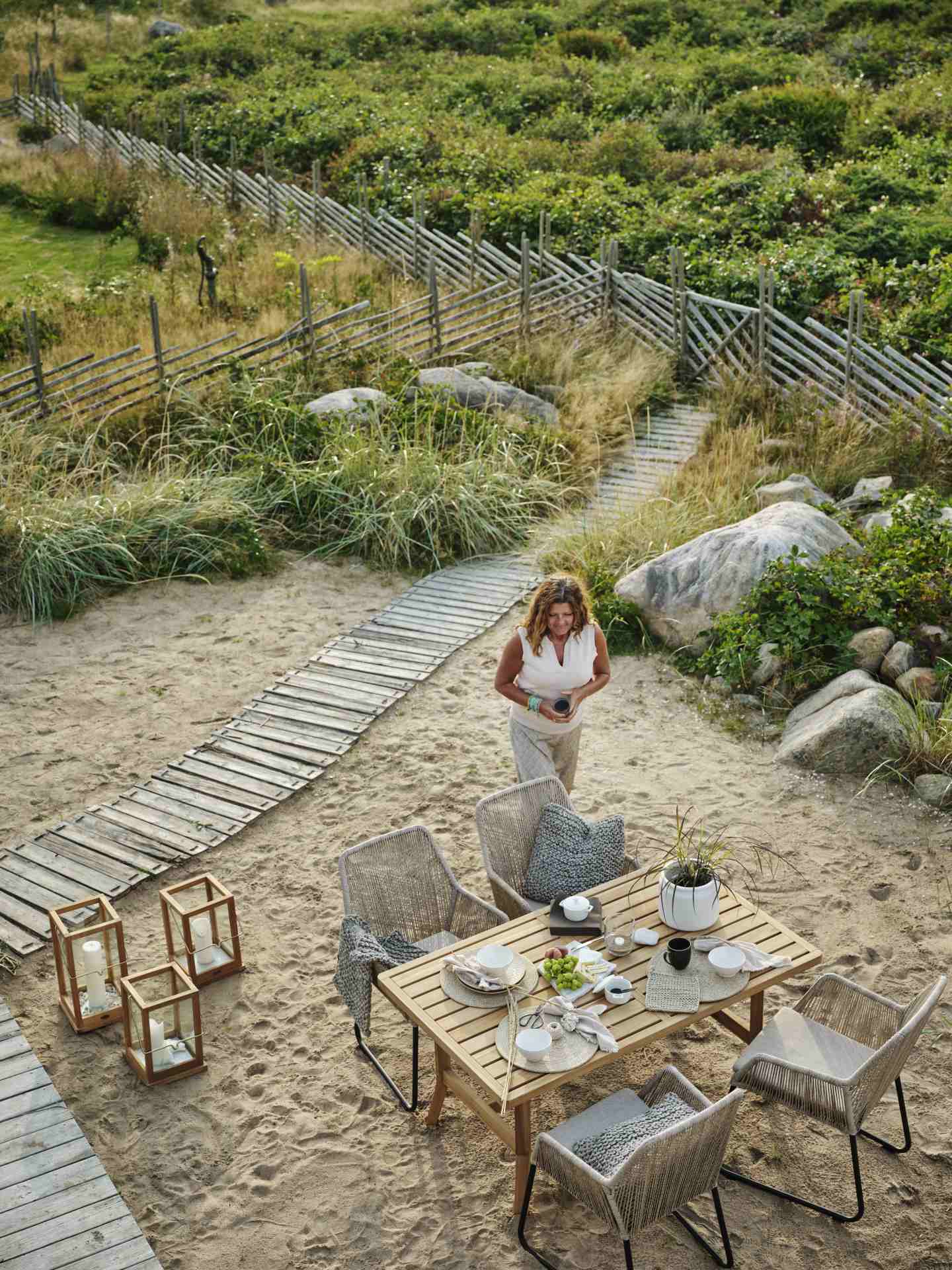 Gartenstuhl Midway aus Rattan, Beige