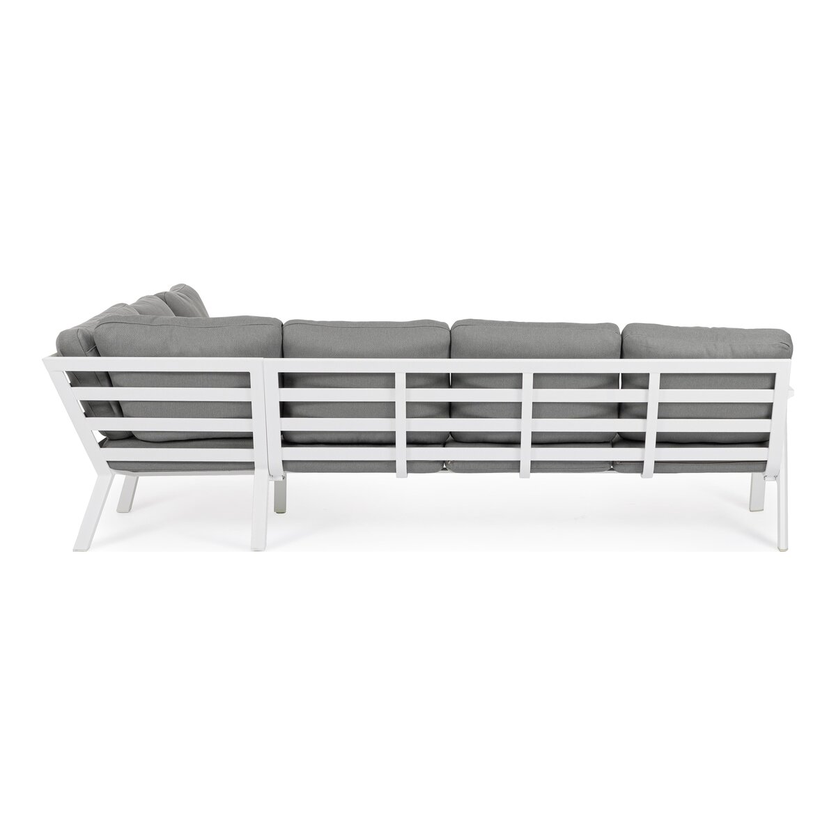 Gartenecksofa Flaminio - Aluminium Weiß, Olefin-Stoff Dunkelgrau