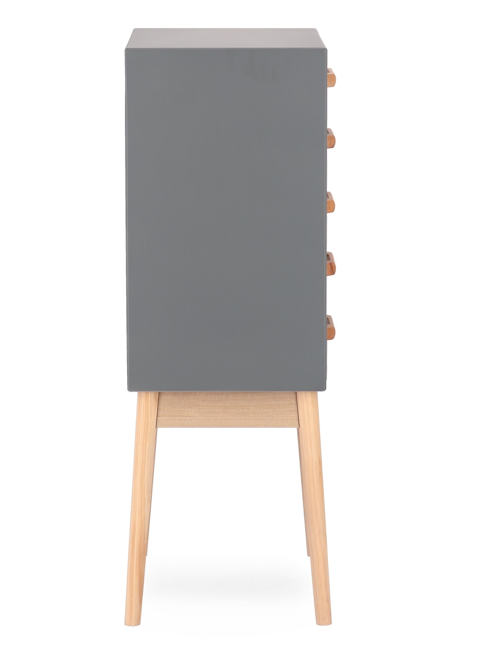 Kommode Ordinary aus Kiefernholz Grau, 5 Schubladen