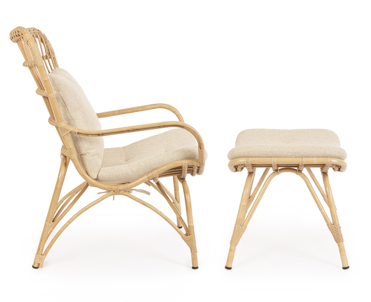 Gartensessel Maela mit Hocker, Natur