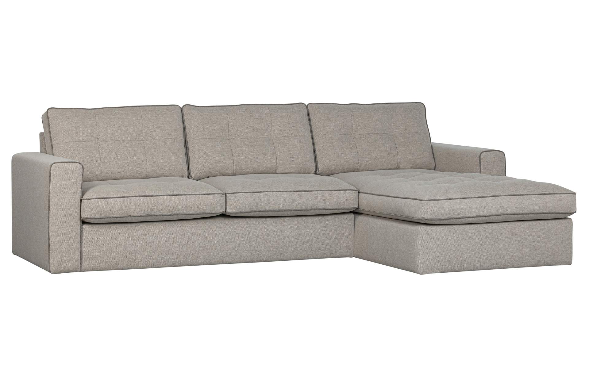 Das Ecksofa Lisa überzeugt mit seinem klassischen Design. Gefertigt wurde es aus Kunststofffasern, welche einen einen grauen Farbton besitzen. Die Ausführung des Sofas ist Rechts. Die Sitzhöhe beträgt 51 cm.