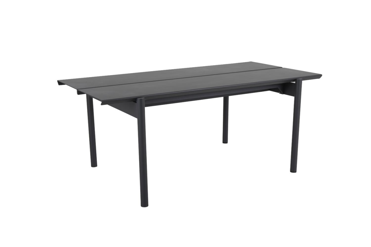Der Gartenesstisch B45 überzeugt mit seinem modernen Design. Gefertigt wurde die Tischplatte aus Metall, welche einen schwarzen Farbton besitzt. Das Gestell ist aus Metall und hat eine schwarze Farbe. Der Tisch besitzt eine Länge von 180 cm.
