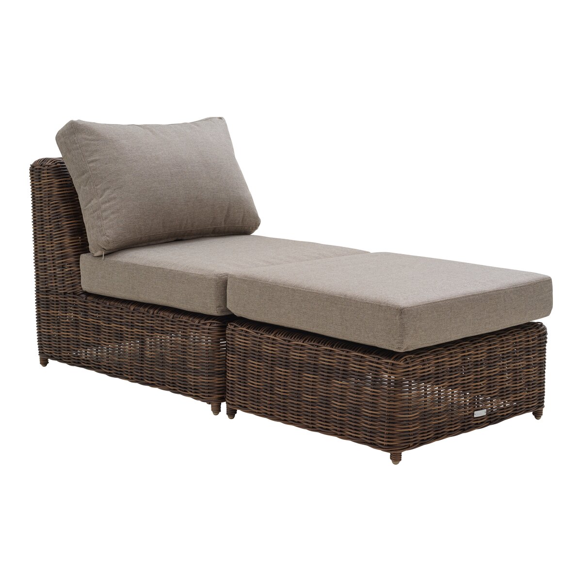 Gartenhocker Glendon 72x72 cm, Polyrattan & wasserabweisender Stoff, Dunkelbraun