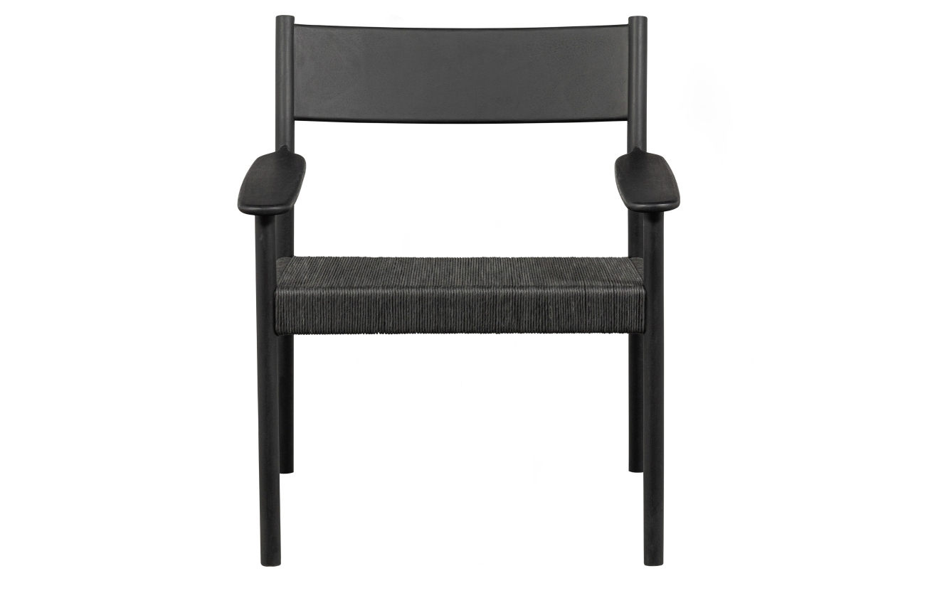 Der Sessel Lael überzeugt mit seinem modernen Stil. Gefertigt wurde er aus Mangoholz, welches einen schwarzen Farbton besitzt. Die Sitzfläche wurde aus Kordeln hergestellt und hat eine schwarze Farbe. Der Sessel verfügt über eine Sitzhöhe von 43 cm.