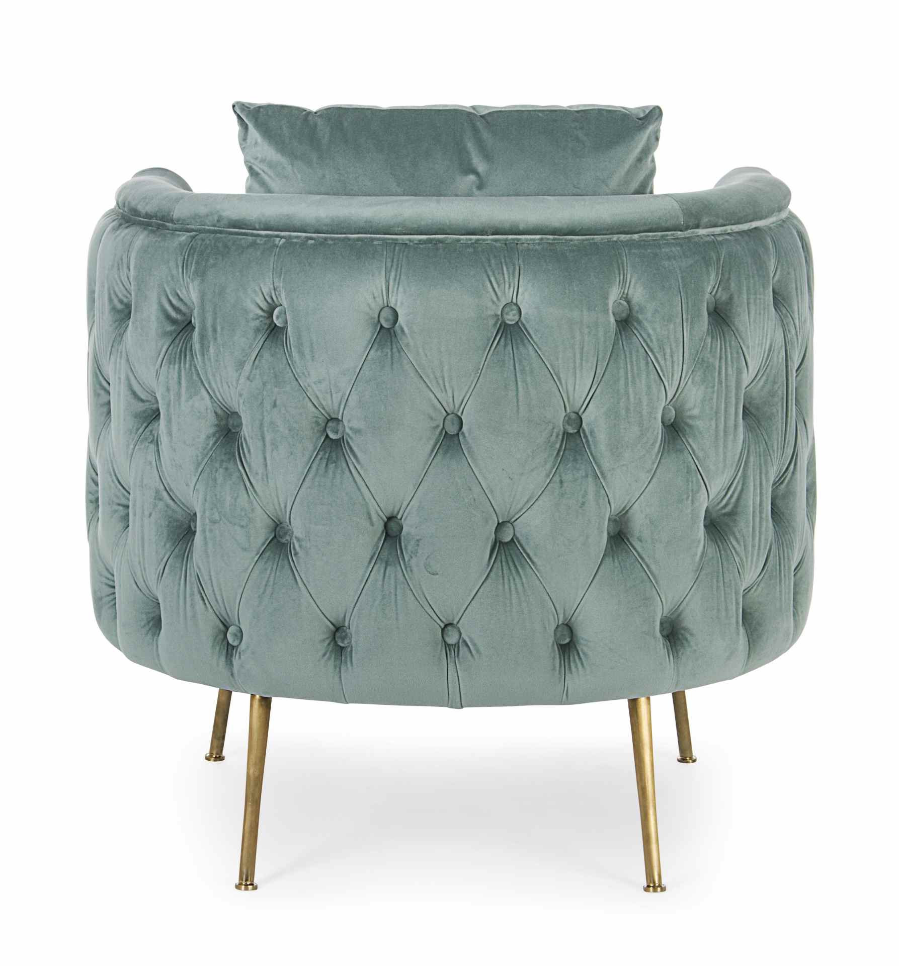 Der Sessel Tenbury überzeugt mit seinem modernen Design. Gefertigt wurde er aus Stoff in Samt-Optik, welcher einen türkis Farbton besitzt. Das Gestell ist aus Metall und hat eine goldene Farbe. Der Sessel besitzt eine Sitzhöhe von 42 cm. Die Breite beträg