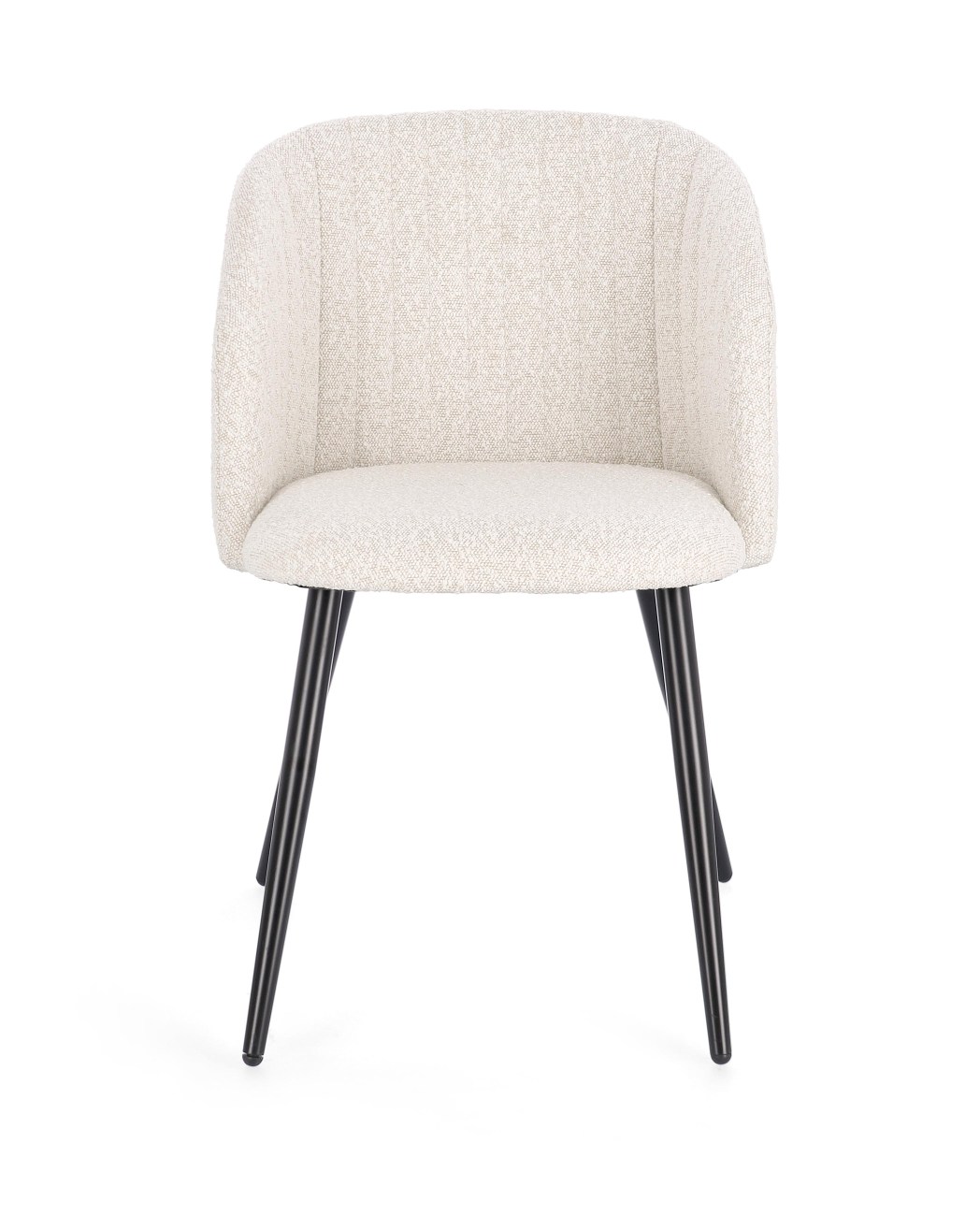 Der Esszimmerstuhl Queen überzeugt mit seinem modernen Stil. Gefertigt wurde er aus Boucle-Stoff, welcher einen Beigen Farbton besitzt. Das Gestell ist aus Metall und hat eine Schwarzen Farbe. Der Stuhl besitzt eine Sitzhöhe von 49 cm.