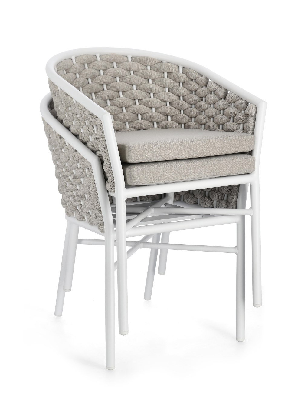 Gartenstuhl Margalida aus Aluminium, Hellgrau / Weiß