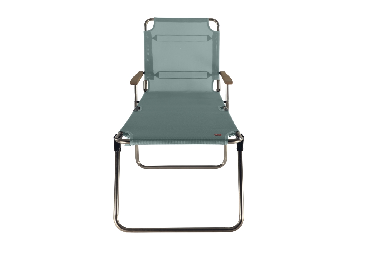 Dreibeinliege Amigo 40+ aus Aluminium mit Armlehne, Salbei