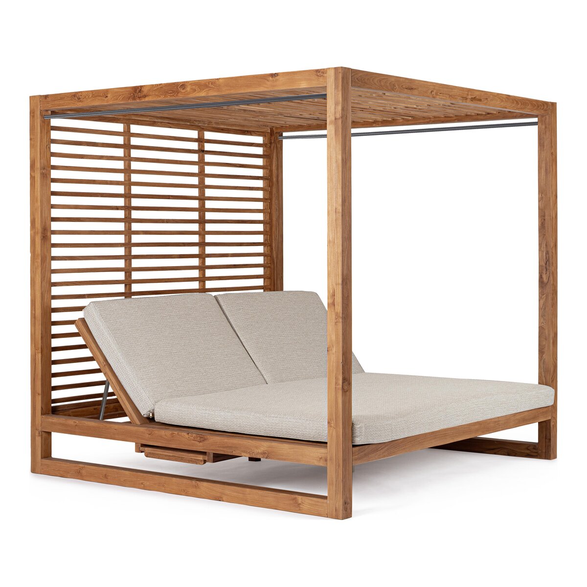 Gartendaybed Honolulu - Teakholz Natur & Olefin-Stoff, inkl. Kissen