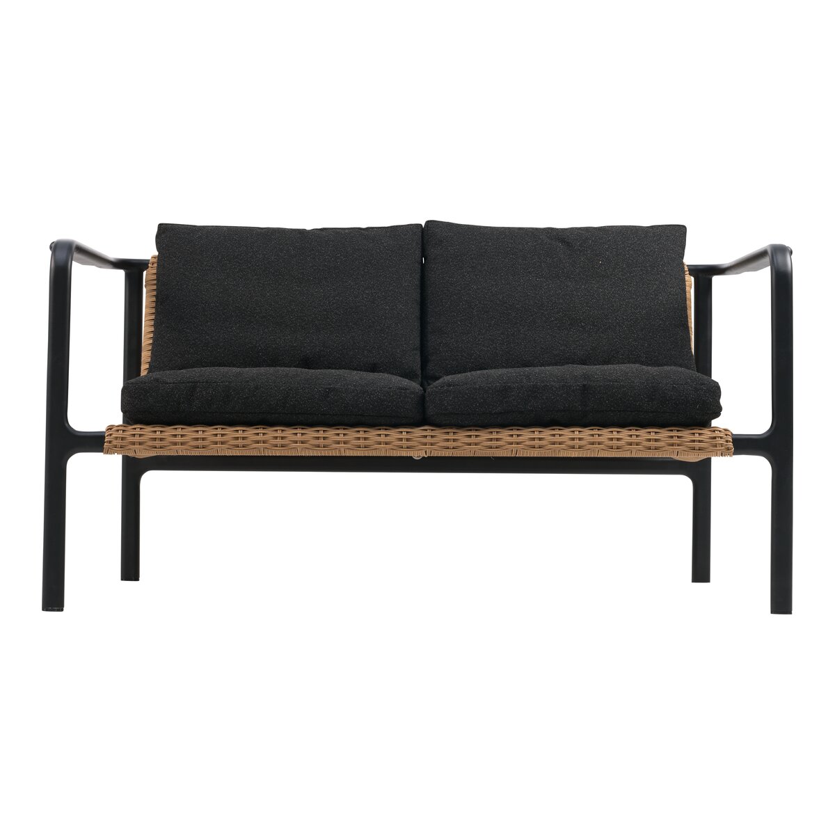 Gartensofa Motty 2-Sitzer, Aluminium & Polyrattan, Schwarz