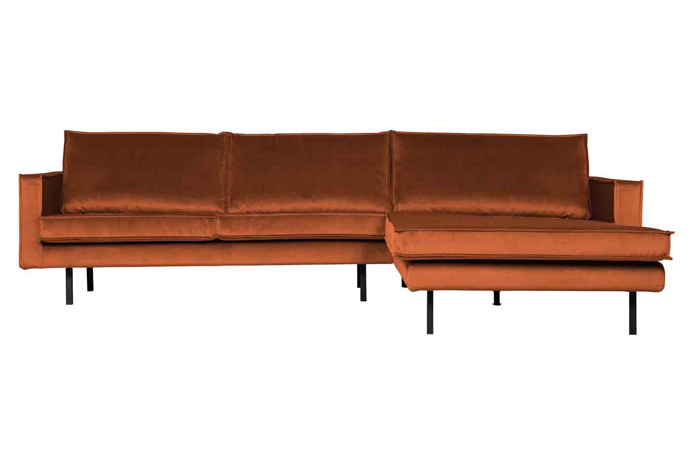 Ecksofa Rodeo Chaiselongue Samt, rechts Rost Ecksofa Rodeo Chaiselongue Samt, rechts Rost