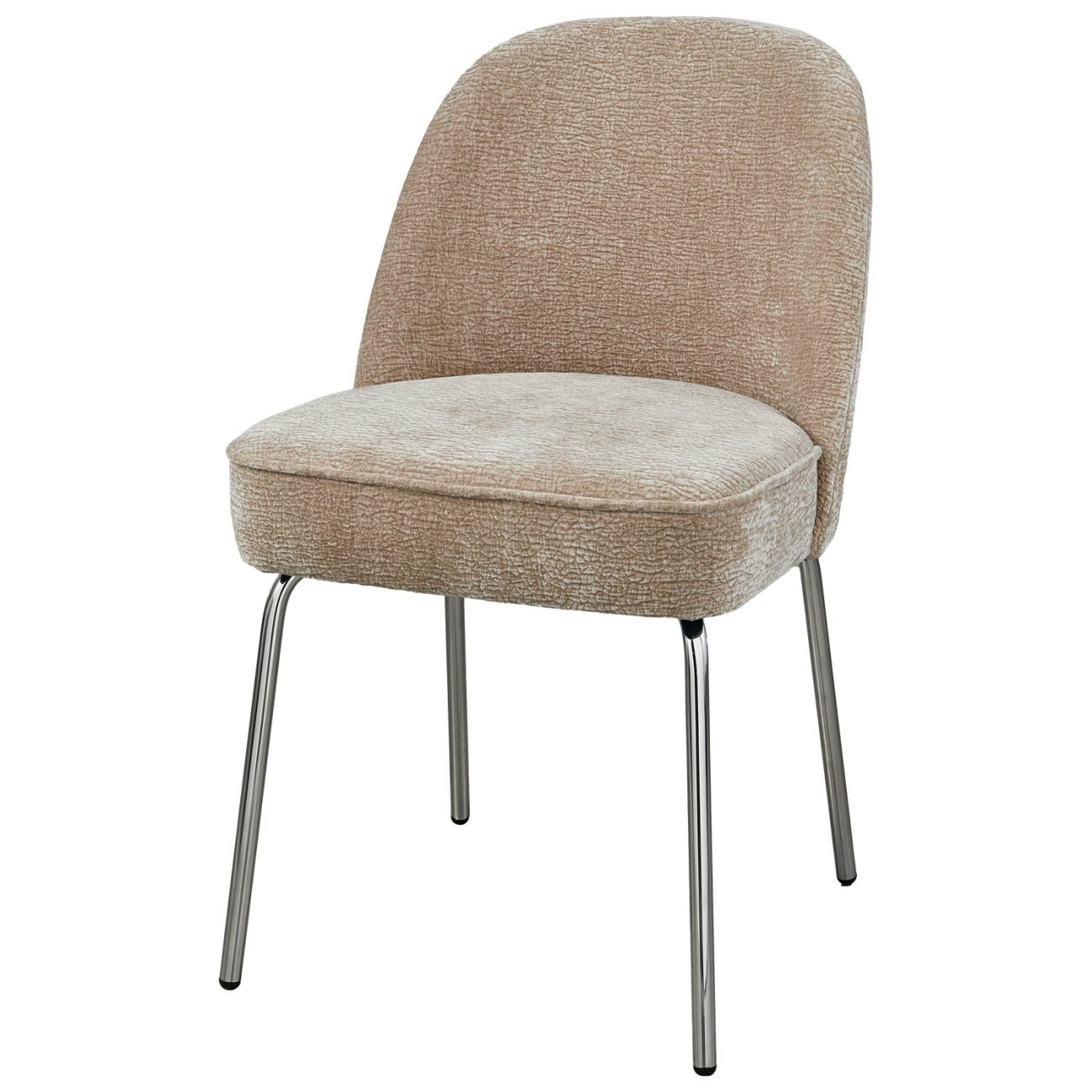 Esszimmerstuhl Vogue aus Chenille-Stoff, Chrome/Sand Esszimmerstuhl Vogue aus Chenille-Stoff, Chrome/Sand
