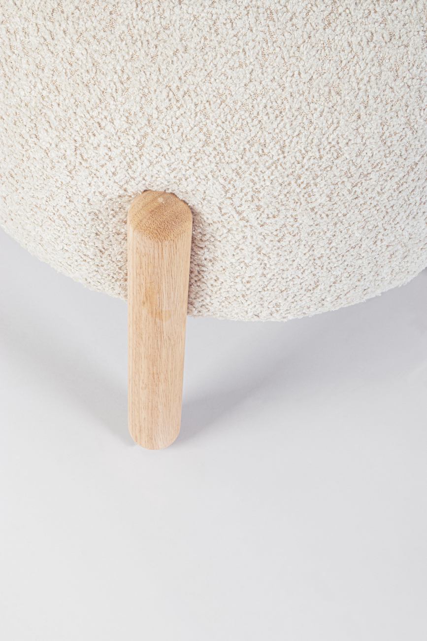 Hocker Dayla aus Boucle-Stoff, Natur