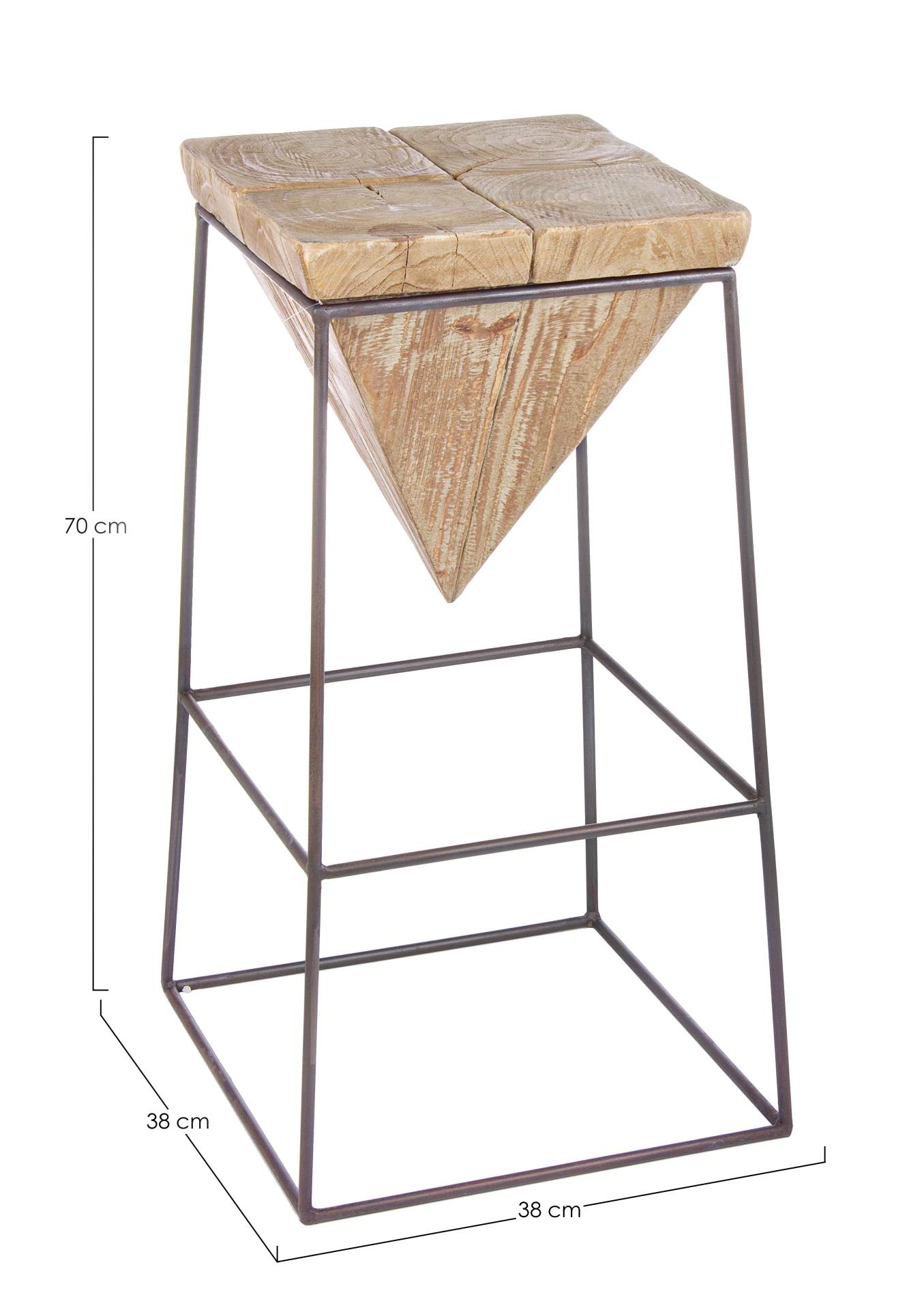Der Barhocker Prismy überzeugt mit seinem massivem Design. Gefertigt wurde er aus Tannenholz, welches einen natürlichen Farbton besitzt. Das Gestell ist aus Metall und hat eine Anthrazit Farbe. Die Sitzhöhe beträgt 70 cm.