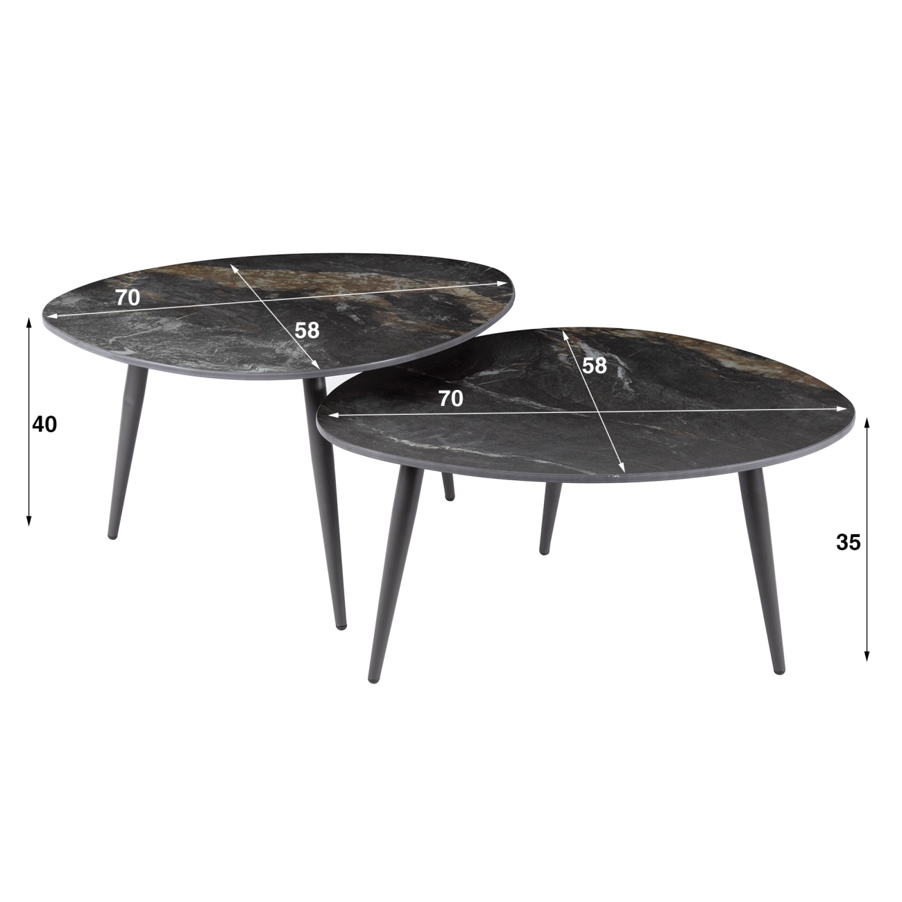 Couchtisch Set aus Keramik | Dreieckig, pflegeleicht, modern