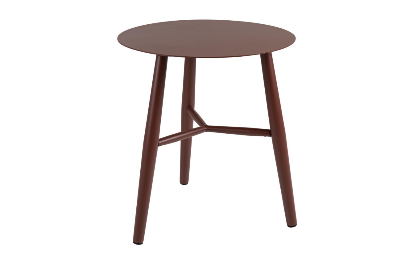 Der Gartenbeistelltisch Vannes überzeugt mit seinem modernen Design. Gefertigt wurde die Tischplatte aus Metall, welche einen roten Farbton besitzt. Das Gestell ist auch aus Metall und hat eine rote Farbe. Der Tisch besitzt einen Durchmesser von 45 cm.