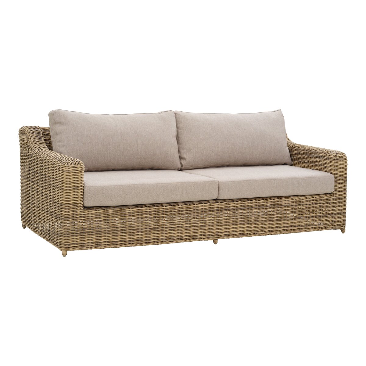 Gartensofa Glendon 2,5-Sitzer, Polyrattan & wasserabweisender Stoff, Natur