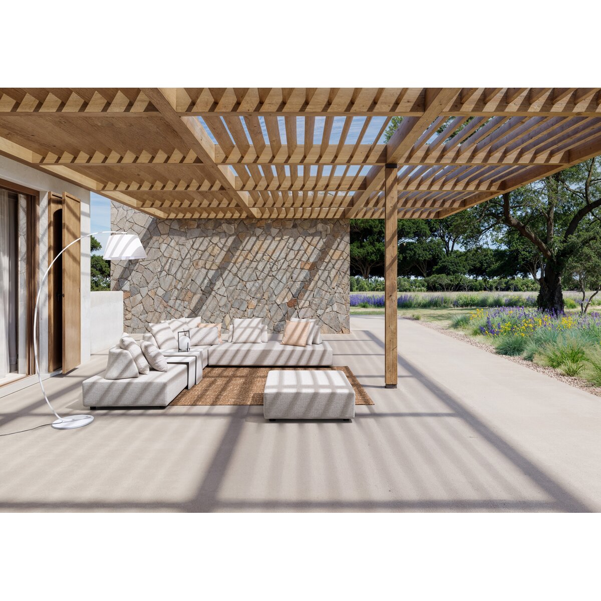 2-Sitzer Gartensofa Piper - Aluminium & Olefin-Stoff, inkl. Kissen, Beige