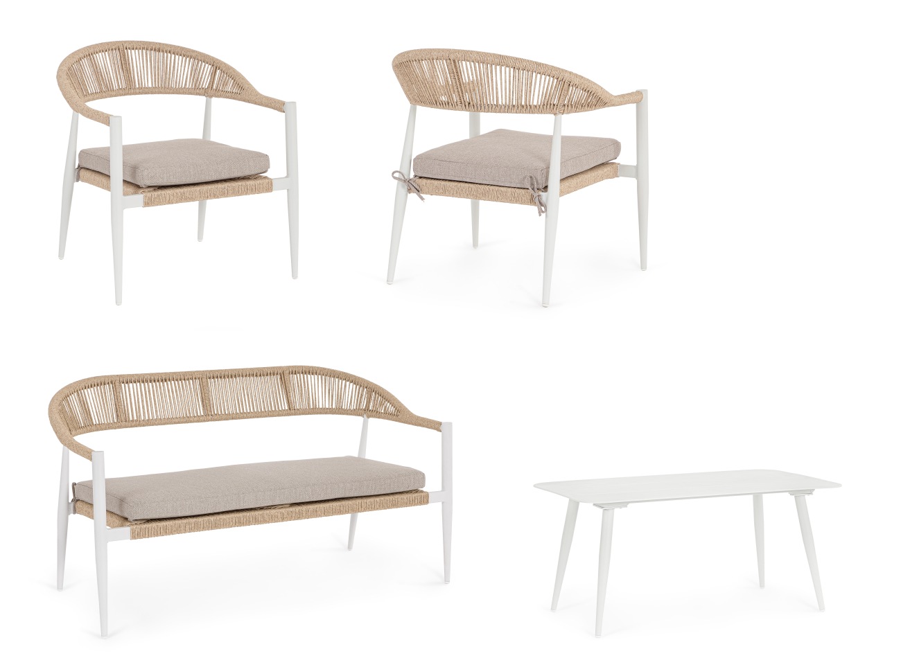 Garten-Set Jandia 4er Gruppe, Weiß / Beige