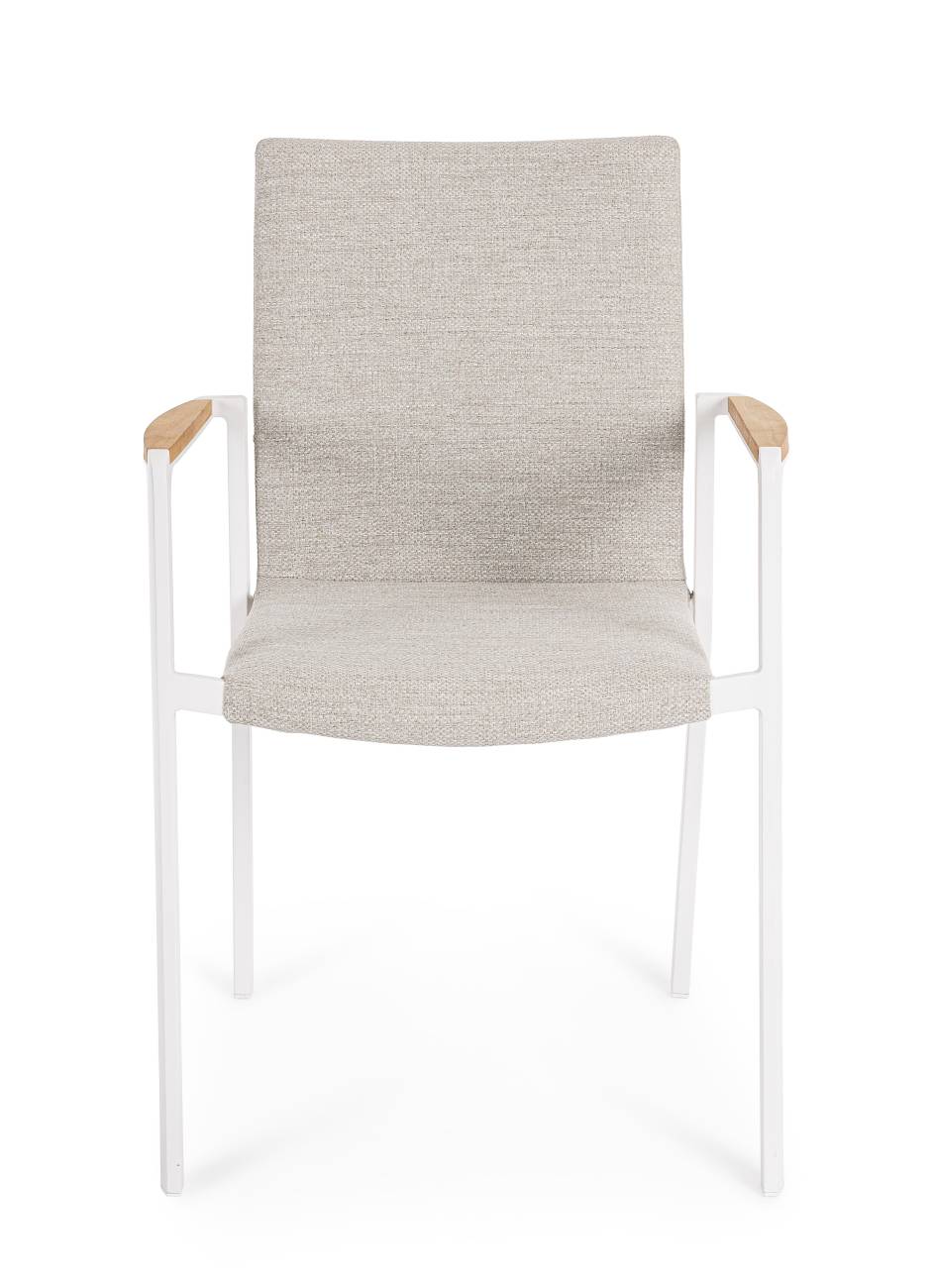 Gartenstuhl Jalisco mit Teakholz Armlehnen, Beige
