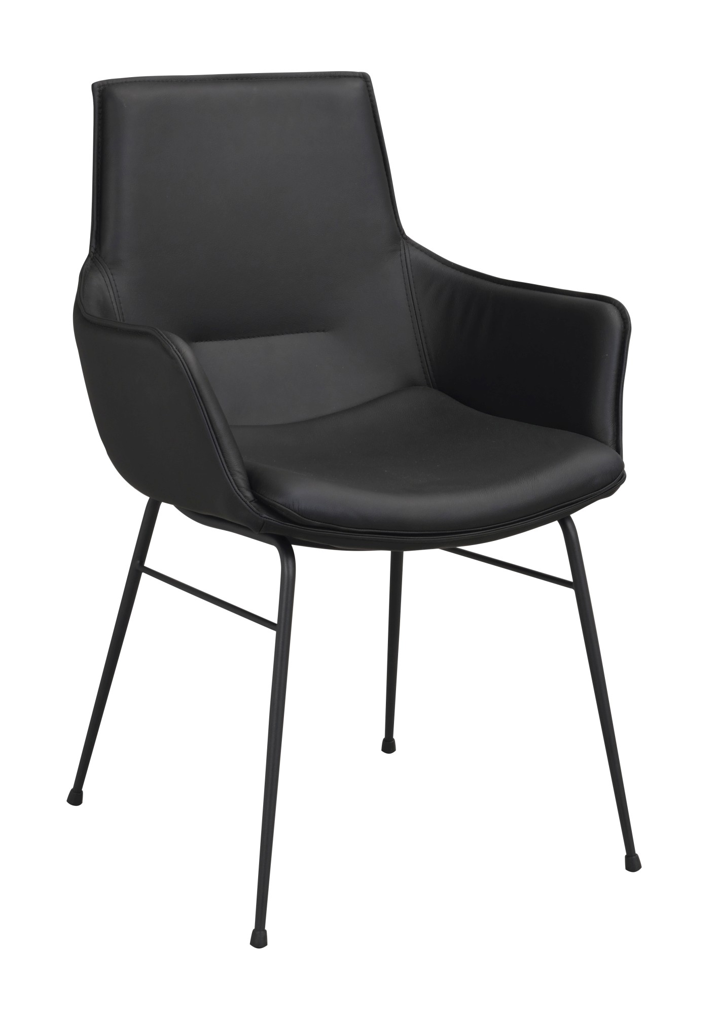 Stuhl Lowell 2er Set mit Armlehnen, Leder Schwarz passt perfekt in stilvolle Wohnräume. Stuhl Lowell 2er Set mit Armlehnen, Leder Schwarz