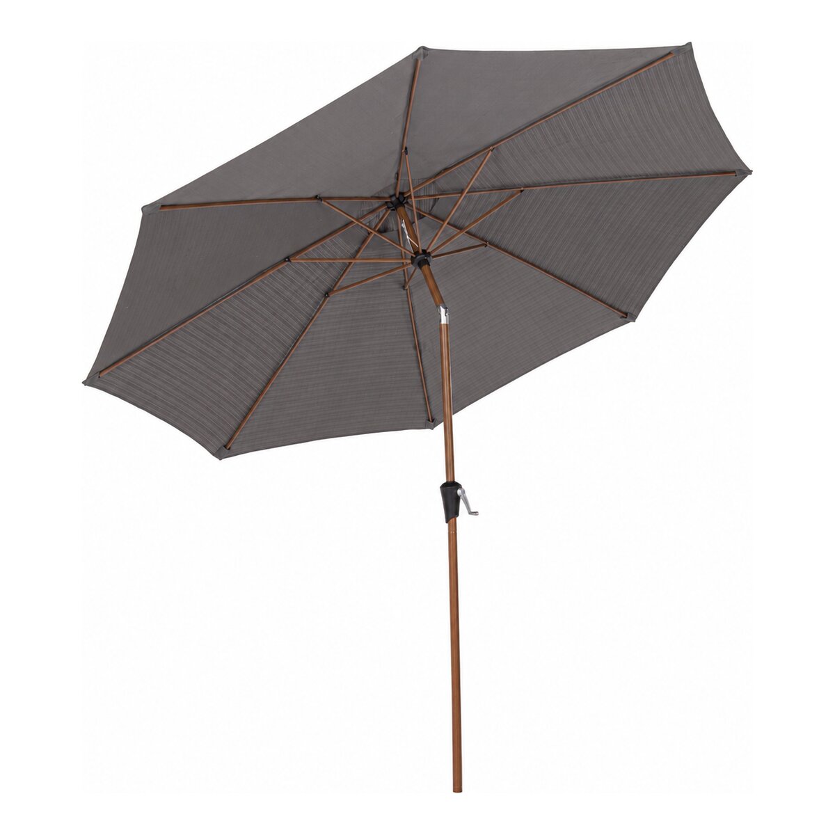 Sonnenschirm Palinuro - Metall Naturbraun in Holzoptik, Polyester-Stoff Dunkelgrau, Ø 300 cm