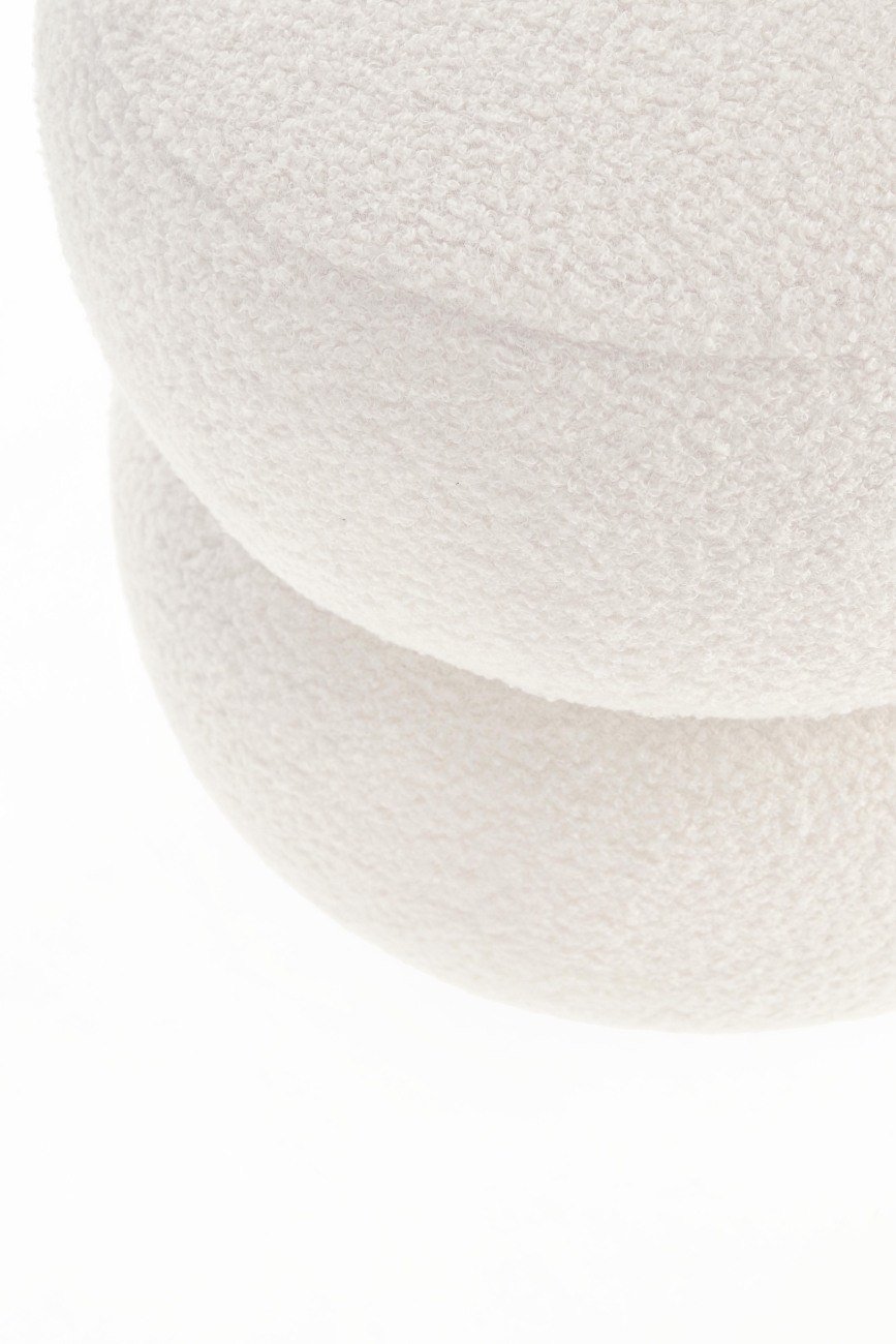 Hocker Gabby aus Boucle-Stoff, Weiß