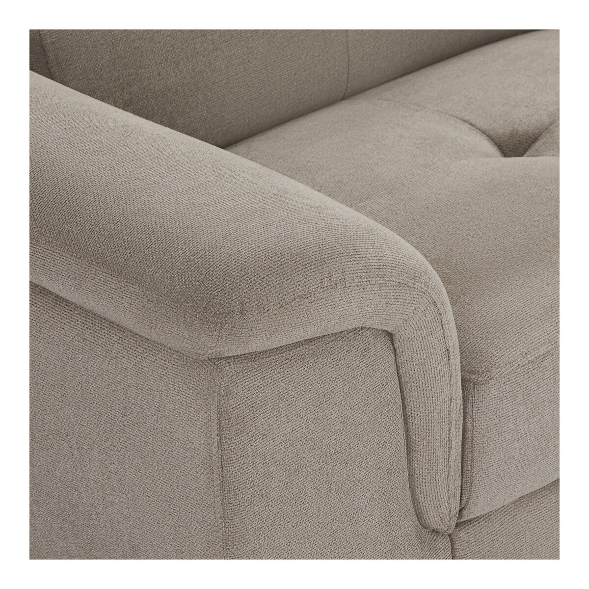 Ecksofa Sibet Links Taupe - mit OEKO-TEX Bezug & Kopfstütze