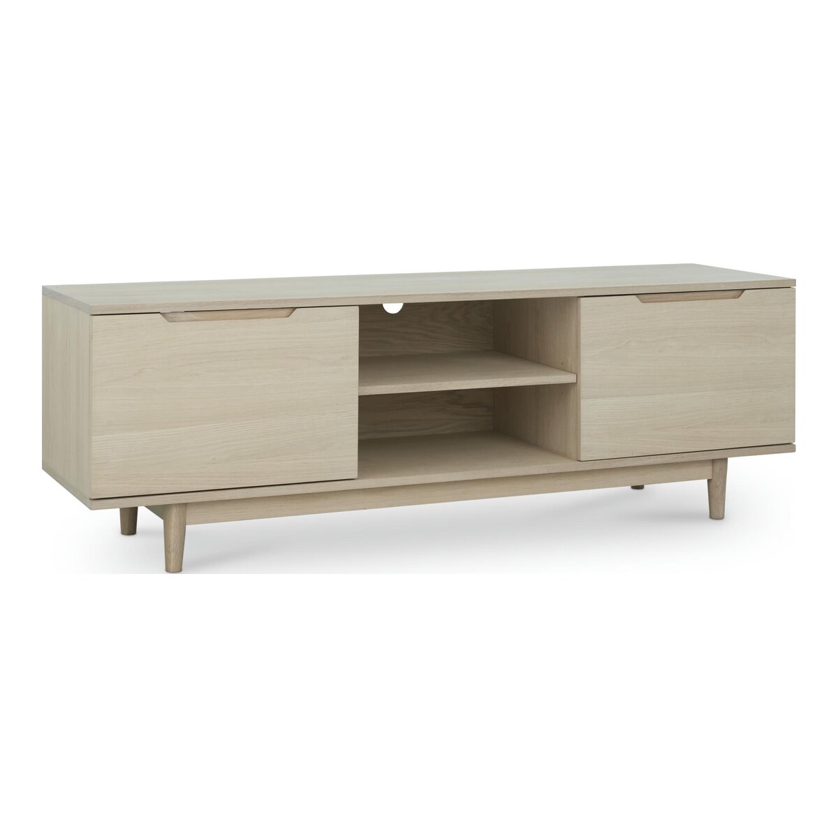 TV-Board Enimeta Eiche Whitewash 160 cm - mit Türen & Soft-Close