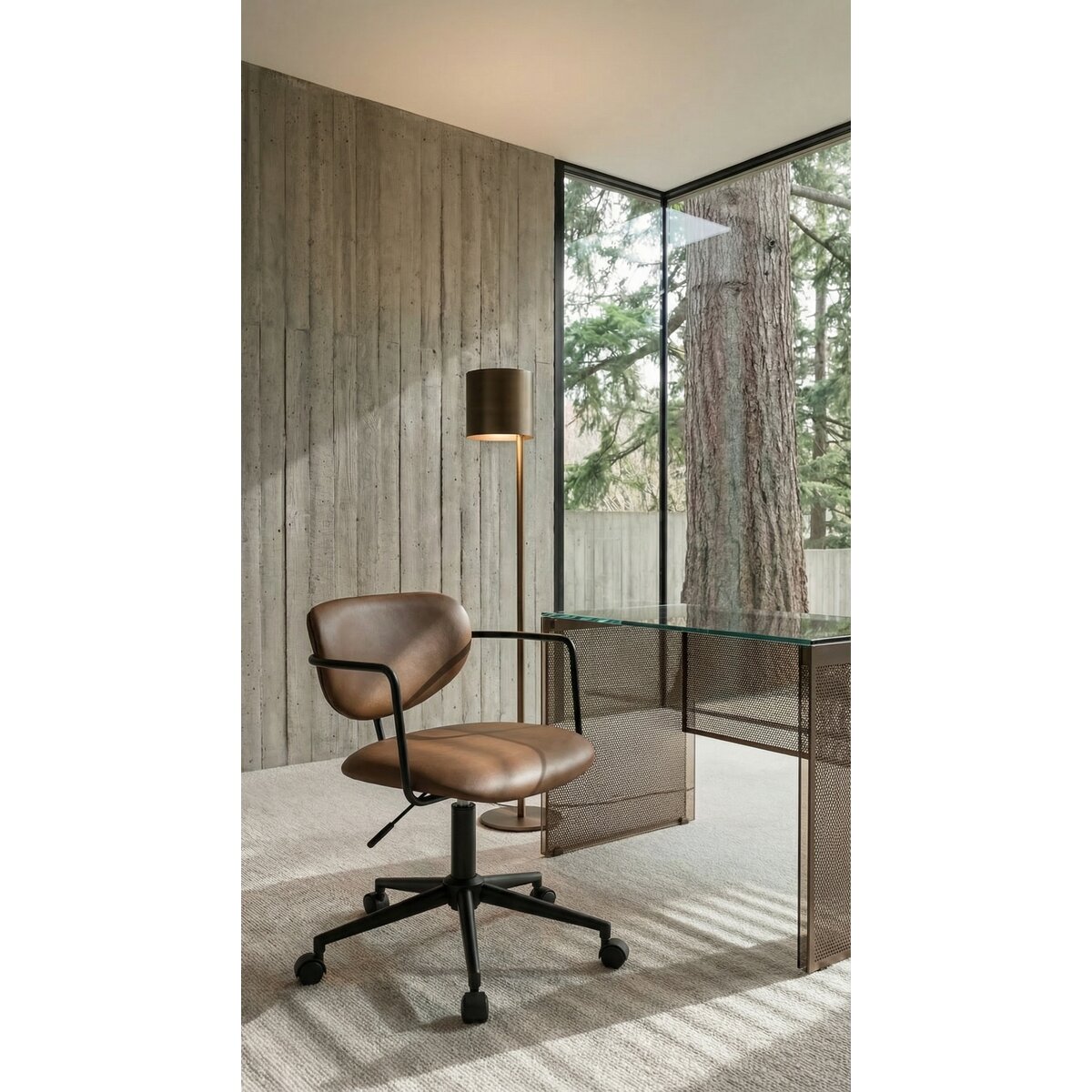 Bürostuhl Odila aus Kunstleder - Drehbar, Höhenverstellbar, Neigbar, Dunkelbraun